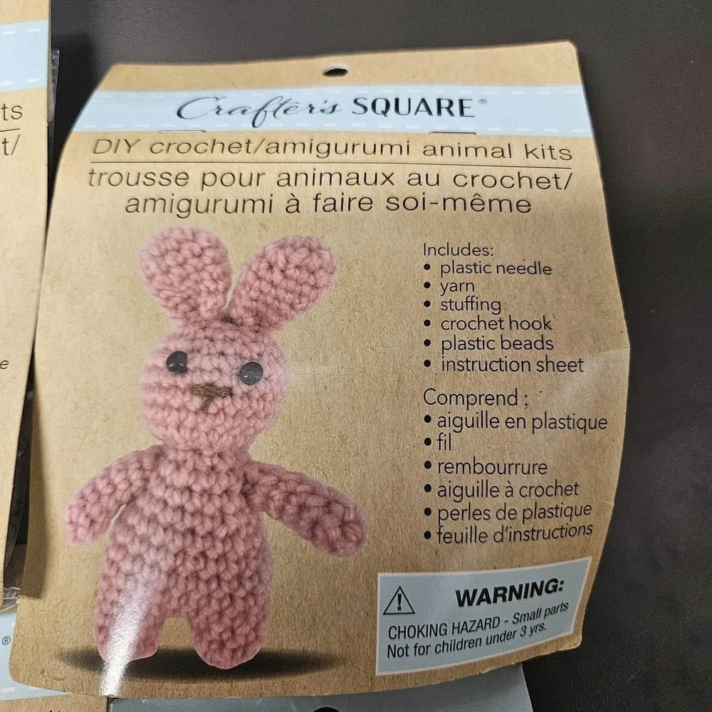 Crafter's Square Crochet Amigurumi Animal Kit Set Bear Bunny Dog Cactus DIY Craf